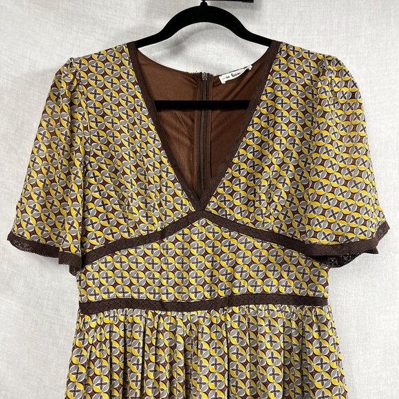 In Loom Maxi Dress Womens M Empire Waist Flutter Sleeves Lace Prairie Cottage - Picture 2 of 16